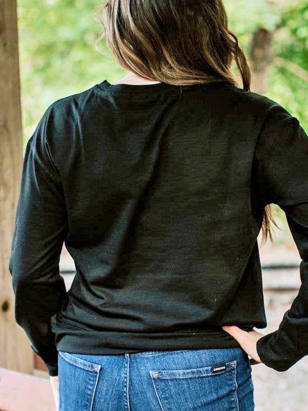 Embroidered Yee Haw Sweatshirt Crewneck Longhorn Black On Black Small Relaxed - Picture 3 of 16